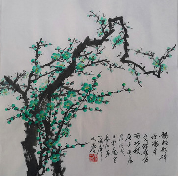 國(guó)畫(huà)綠梅
