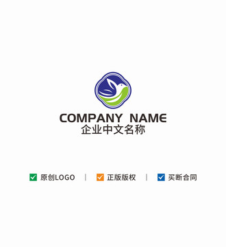 刺绣鸟鸽子logo