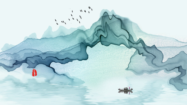 中國風(fēng)水墨山水背景