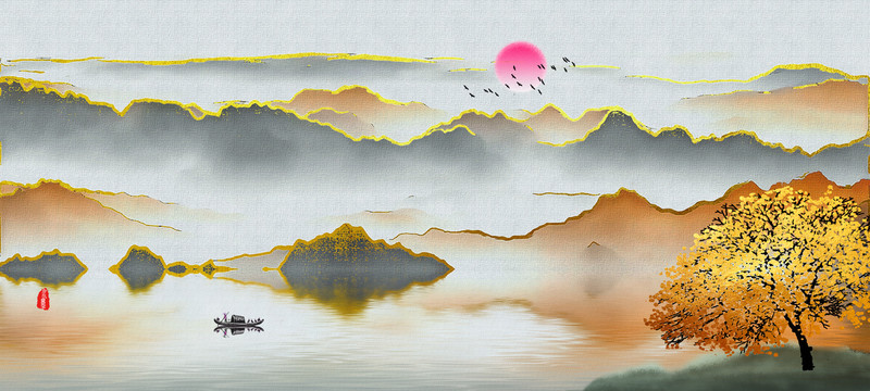 中國風(fēng)水墨山水背景