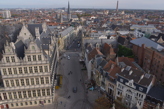 比利时城市的高角度景观