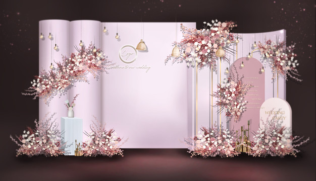 泰式簡(jiǎn)約粉色婚禮效果圖