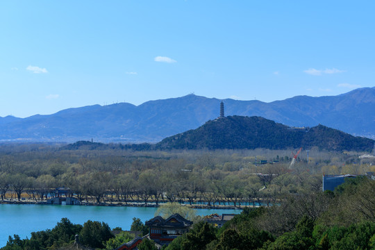 颐和园玉泉峰玉峰塔西堤豳风桥