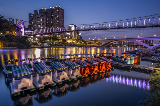 台湾新台北市碧潭景区夜景