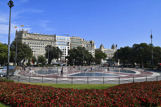巴塞罗那加泰罗尼亚广场景观