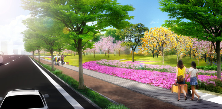 道路綠化效果圖