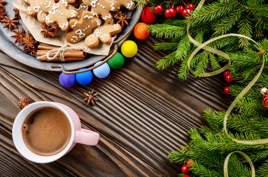 圣诞背景和热巧克力