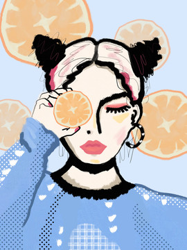 創(chuàng)意線條風(fēng)格時(shí)髦封面女郎插畫(huà)