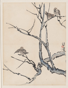 徐悲鴻小鳥(niǎo)樹(shù)枝