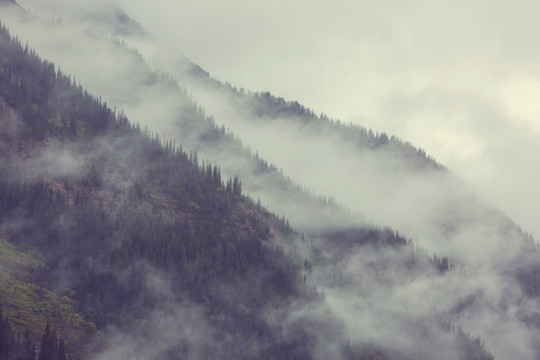 山上美丽的晨景