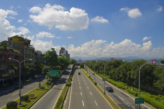台湾台北高速公路大角度拍摄