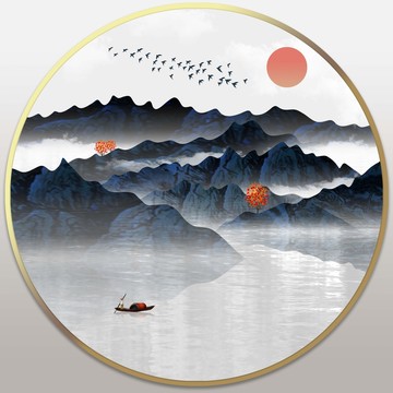 新中式山水畫新中式水墨山水畫