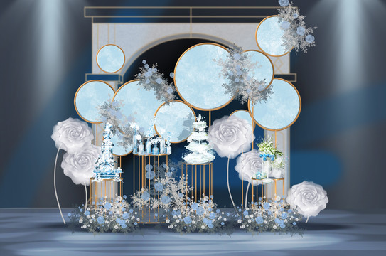 藍(lán)色系點(diǎn)心臺區(qū)