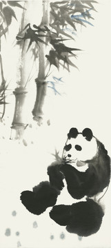 国画竹子大熊猫