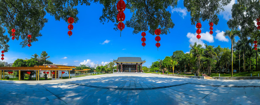 新湖公园戏台广场全景