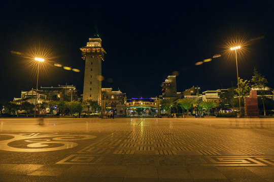 北川新县城夜景大禹广场