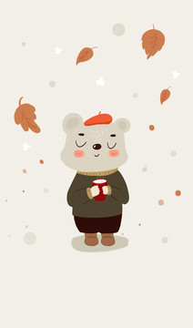 小清新唯美小熊插畫