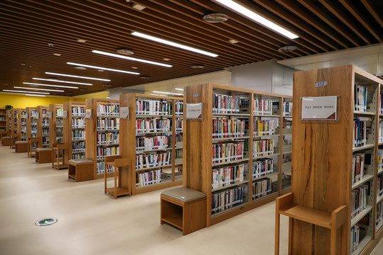 图书馆的密集书架