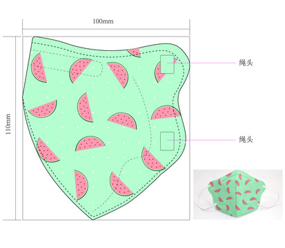 西瓜卡通儿童口罩
