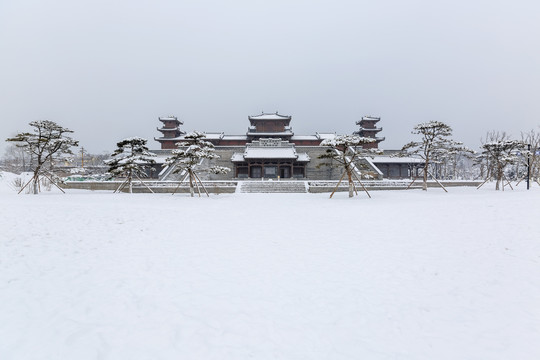 晋祠博物馆景区雪后风光