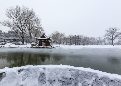 晋祠博物馆景区雪后风光