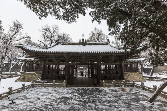 晋祠博物馆景区雪后风光