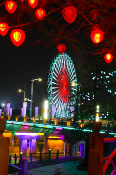 华灯璀璨茂名摩天轮夜景