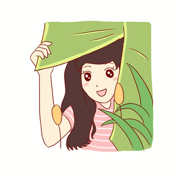夏天夏至手繪卡通元素