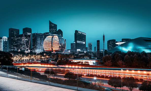 浙江杭州钱江新城夜景