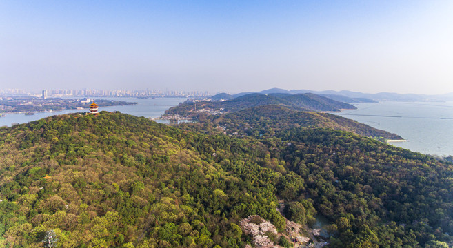 航拍太湖鼋头渚风景区