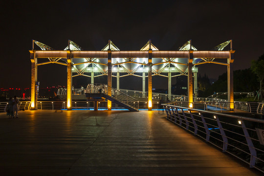 上海南园滨江码头龙门架夜景
