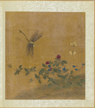 王淵寫(xiě)生花卉冊(cè)之花蝶蜻蜓圖