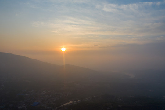 航拍沂蒙山区日出云海25