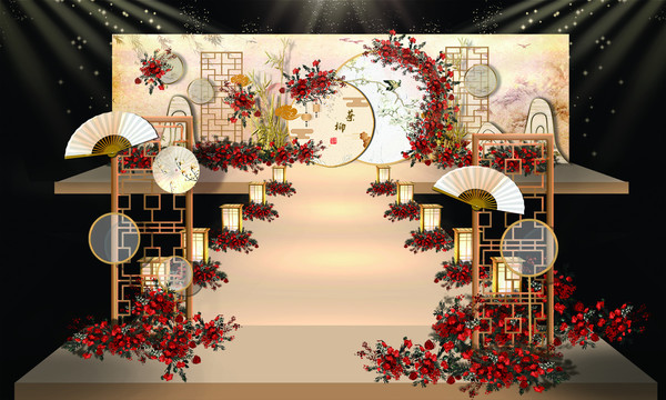 香檳色新中式紅色婚禮