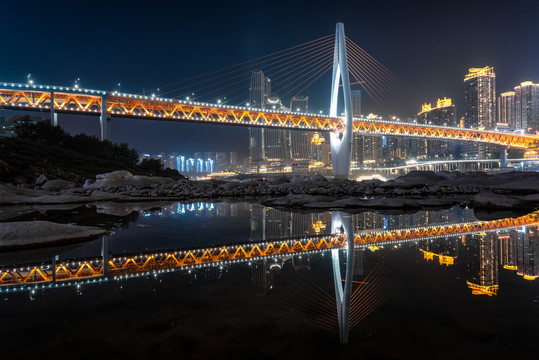 重庆洪崖洞千厮门大桥夜景风光