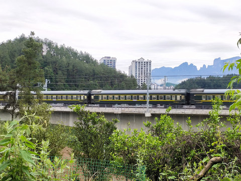 飞驰而过的绿皮火车