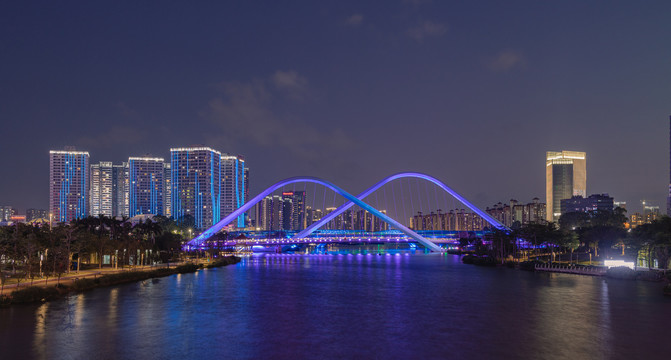 南沙蕉门河双桥夜色