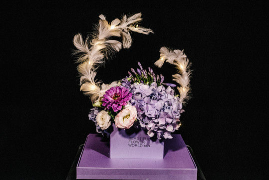 紫色心形创意花盒