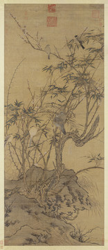 宋人梅竹聚禽圖
