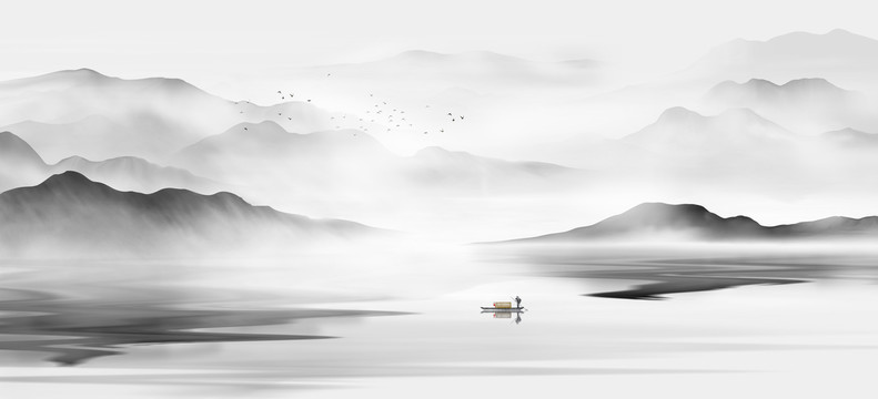 新中式山水背景墻