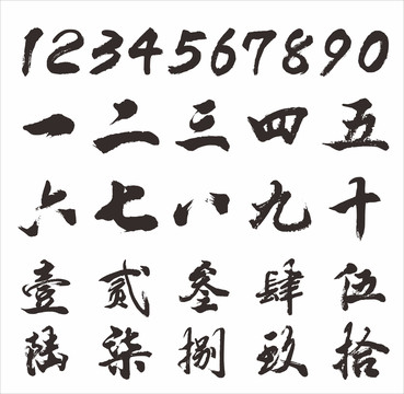毛筆數(shù)字