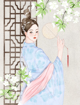 手繪古風女子