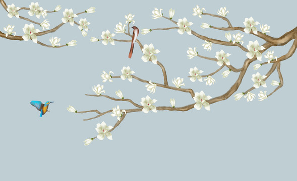 玉蘭花背景墻