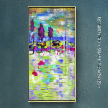 現(xiàn)代抽象風(fēng)景油畫玄關(guān)背景裝飾畫