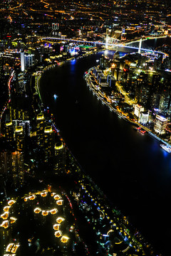鸟瞰上海夜景