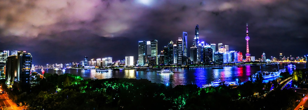 上海浦东夜景全景