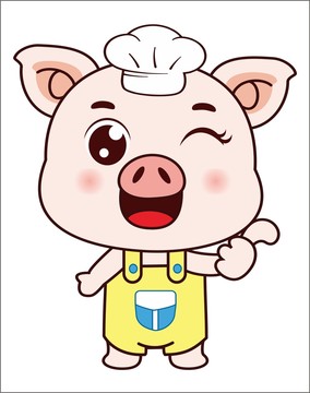 卡通豬廚師