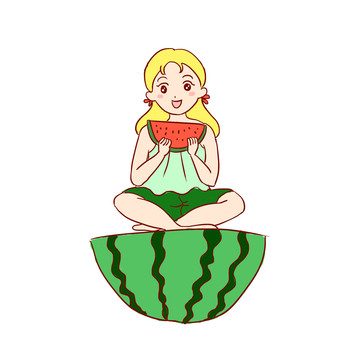夏天夏至手繪卡通元素