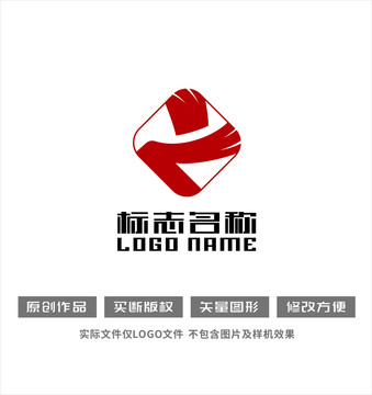 K字母标志飞鸟logo