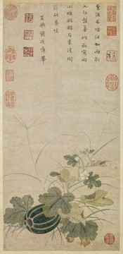 錢選秋瓜圖